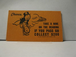 1985 Monopoly Board Game Piece: Take Ride on the Reading Chance Card - $0.75