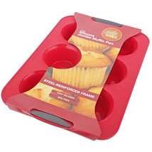 Daily Bake Silicone 6-Cup Jumbo Muffin Pan - Red - £36.44 GBP