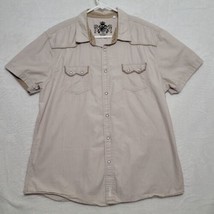 Guess Men&#39;s Shirt Size 2XL XXL Beige Pearl Snap Short Sleeve Casual - £17.91 GBP