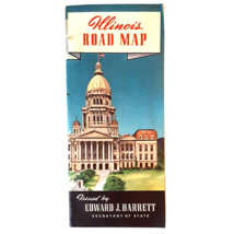 1950s Illinois Road Map Pictorial 20.5 x 28 Edward Barrett Secy of State - £14.03 GBP