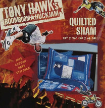 TONY HAWK SKATEBOARDING BOOM HUCKJAM COTTON BLUE QUILTED PILLOWSHAM BEDD... - £26.17 GBP