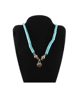 Turquoise Heishi Beaded 18&quot; Necklace Hawk Bell Pendant Native American - $79.50