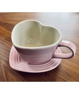 Le Creuset satin pink heart mug and saucer - $93.49