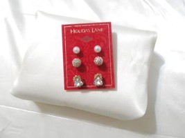 Holiday Lane Gold-Tone 3-Pc. Set Angel Crystal Ball &amp; Simulated Pearl Stud Earr - £7.66 GBP