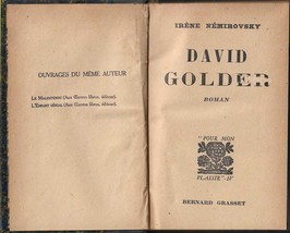 David Golder Irene Nemirovsky 1929 Novel Literature French Ukraine - £353.51 GBP