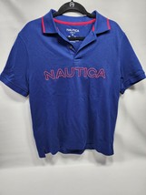 Nautica Performance Polo Shirt Blue Men&#39;s Sz Medium NWT Spell Out $64.50 Retail - £18.87 GBP