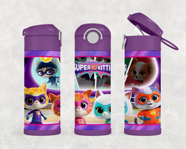 Personalized Super Kitties 12oz Kids Stainless Steel Water Bottle Tumbler - £16.77 GBP