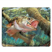 Fish Rectangle Computer Mousepad Bass Fish Jumping Hook Mouse Pad Mat - £11.08 GBP