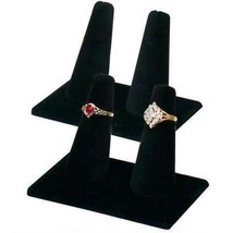 2 Displays Double Ring Black Velvet Jewelry Showcase - £7.52 GBP