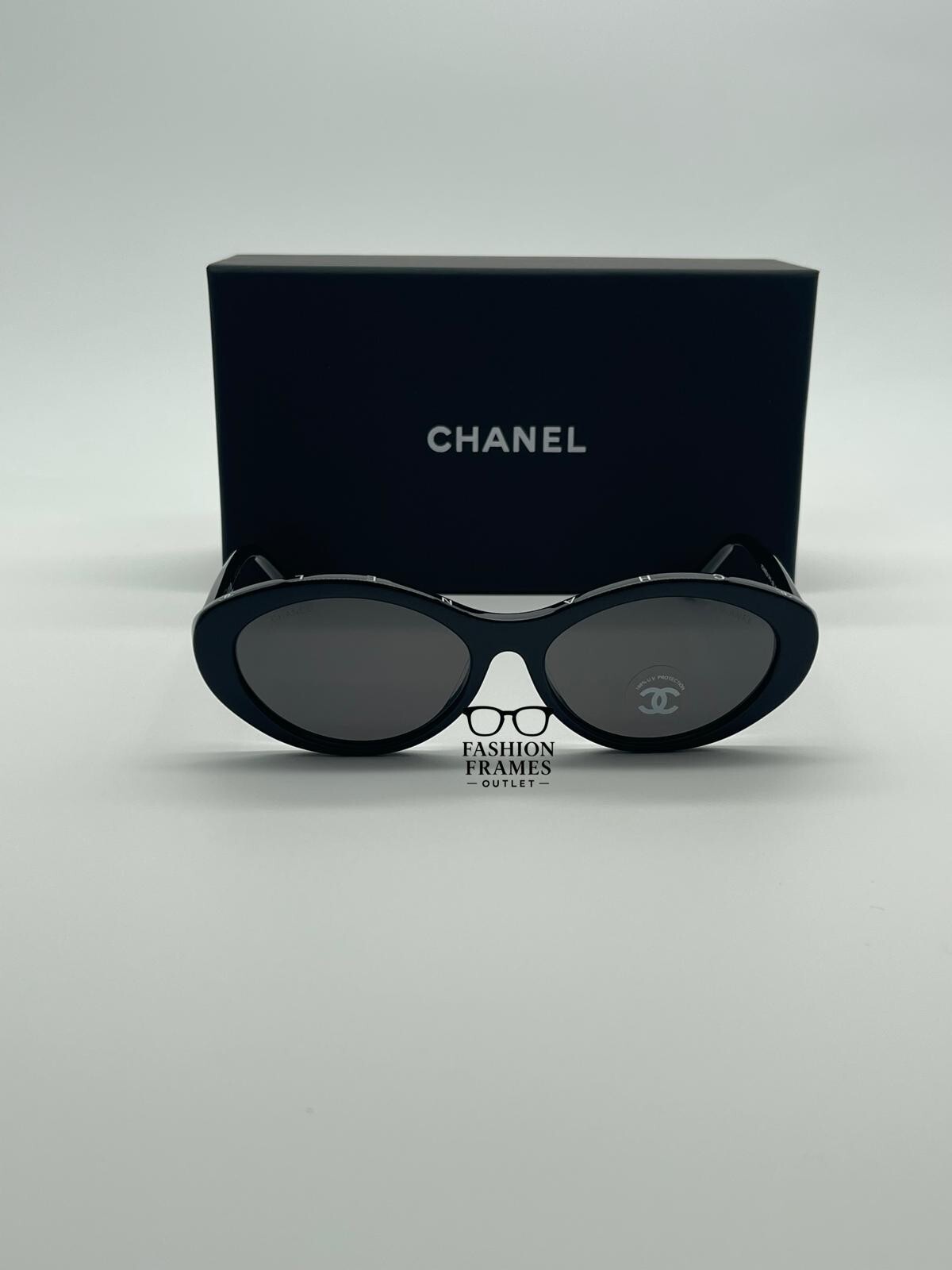 CHANEL 5416 Black Gray Oval Sunglasses–Acetate Frame – Brand New 100% Authentic Item image 3