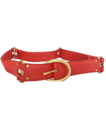 Cole Haan Coral Orange Red Belt Medium Leather Gold Hardware Womens Genu... - $37.18