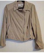 Cupcakes And Cashmere Beige Faux Suede Motorcycle Jacket Coat Size Small - €22,52 EUR