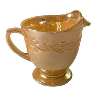 Vtg Anchor Hocking Fire King Peach Luster Laurel Wreath Ovenware Glass Creamer - £8.63 GBP