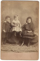 Cabinet Card Photo of Three Children Late 1800s - Writing on Back - £7.50 GBP