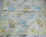 Beacon Vintage baby blanket yellow check chick trim blue bunnies pink bu... - £15.65 GBP