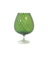 Mid-Century Optic Green Glass Pedestal Bowl Compote - £156.33 GBP