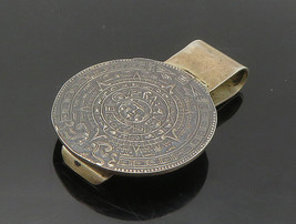 MEXICO 925 Silver - Vintage Mayan Aztec Sun Calendar Money Clip - TR2700 - £74.58 GBP