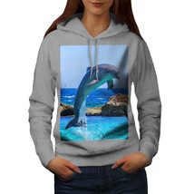 Wellcoda Dolphin Ocean Wild Womens Hoodie, Smart Casual Hooded Sweatshirt - £28.47 GBP