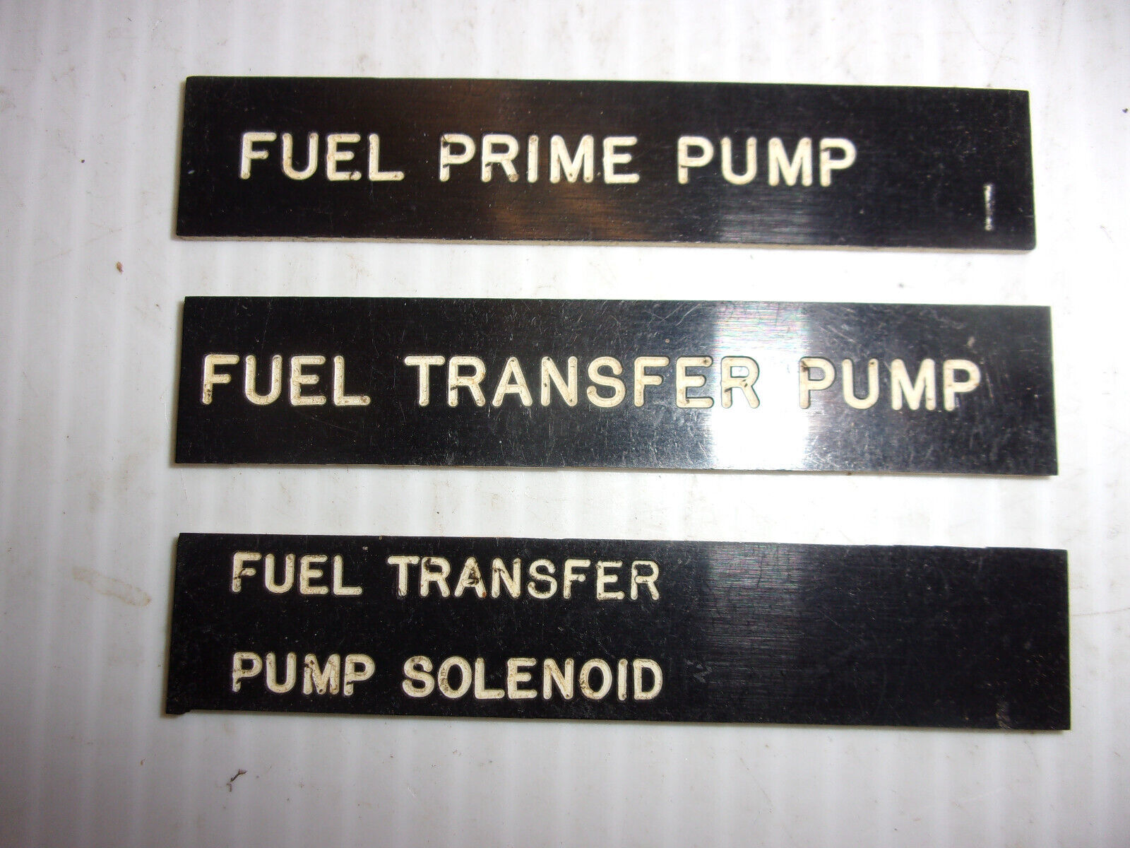 Primary image for Boat Tag Name Plate,FUEL TRANSFER/PUMP SOLENOID/FUEL PRIME PUMP ,  3" X 9/16"