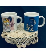 M&amp;M collectible yellow diner style Coffee Mug American flag &amp; blue saxop... - £10.30 GBP