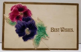 Best Wishes Diecut Felt Pansy Fold Out St Louis Missouri 1909 Postcard D7 - £5.46 GBP