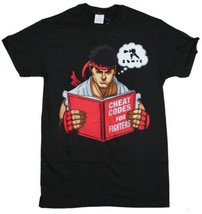 Street Fighter Video Game Ryu Reading Cheat Codes For Fighters T-Shirt UNWORN - £15.17 GBP+