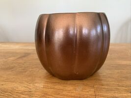Copper Color Pumpkin Shaped Planter With Tags 4 1/2” Cute!! Flowers Vege... - $11.00