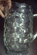 COLONY WHITEHALL Pattern Clear Glass Pitcher 7 1/2&quot; CUBIST DESIGN &#39;60s o... - £59.35 GBP