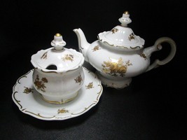 Weimar Germany fine bone china Katarina pattern teapot and sugar  c1940s... - $108.90