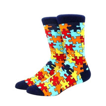 Puzzle Pieces Jigsaw Colorful Pattern Socks from the Sock Panda Size: Large - £7.12 GBP