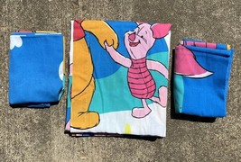 Vintage Disney Winnie The Pooh &amp; Piglet Flat Sheet &amp; 2 Pillowcases Bedding - $30.00