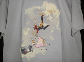 TeeFury Portal LARGE Shirt &quot;Falling Through&quot; Portal Tribute GRAY - £11.08 GBP