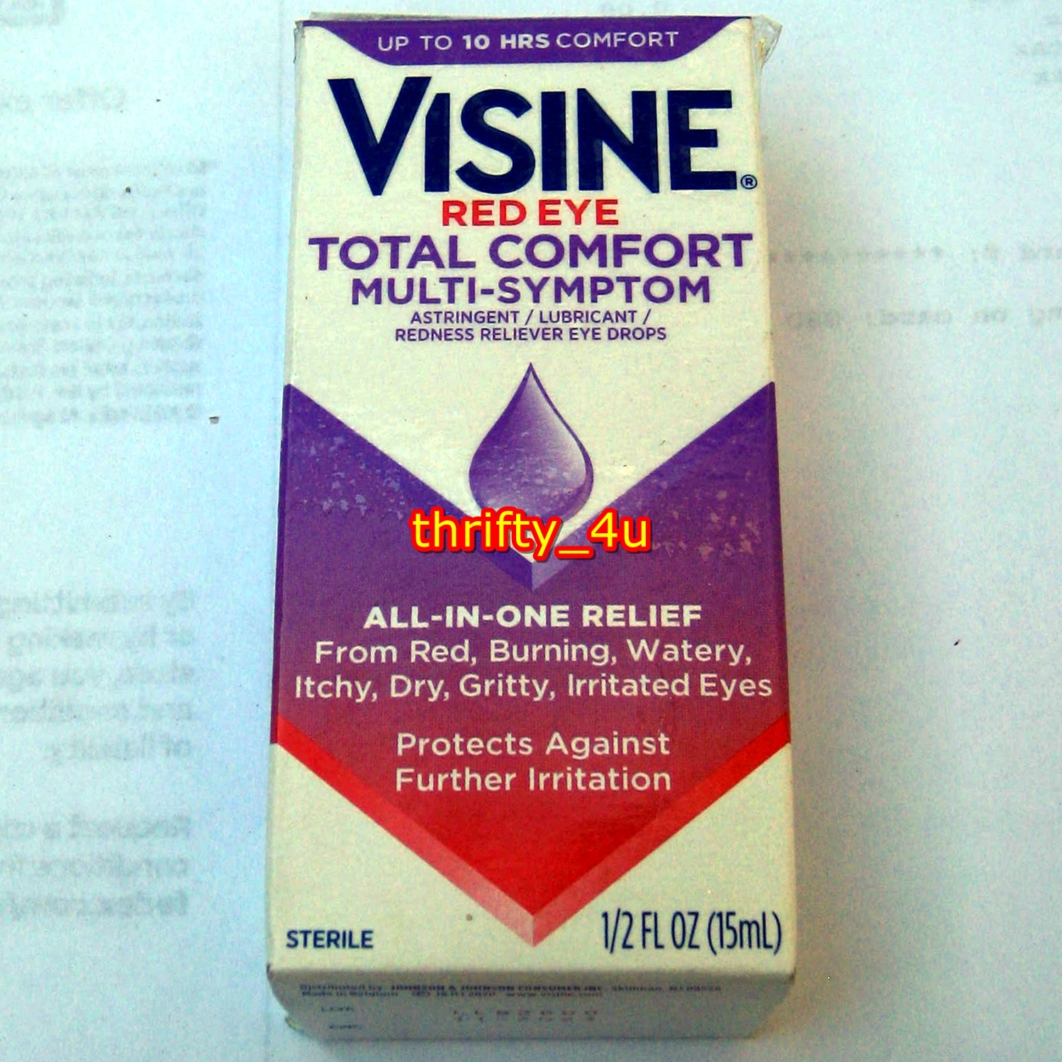 VISINE Red Eye Total Comfort Multi-Symptom Eye Drops, 1/2oz, 11/2023, NI... - $4.59