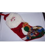 Homemade Needlepoint Santa Holding Bear 3-D - $14.99