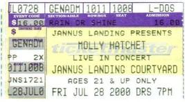 Molly Hatchet Ticket Stumpf St.Petersburg Florida Juli 28 2000 - £22.35 GBP