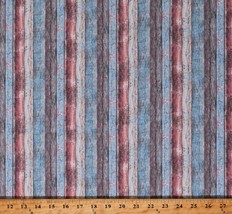 Cotton Barn Wood Blue Brown Landscape Rustic Fabric Print by the Yard D303.68 - £11.75 GBP
