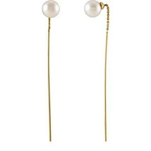 Cultured Freshwater Pearl Threader Earrings in 14k Yellow, Rose or White... - $399.00+