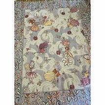 Rug Barn Cotton Tapestry Fairies Flowers Throw Blanket 65x49 USA Made - $37.92
