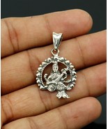 925 sterling silver unique design Goddess Saraswati/Sharda Mataji pendan... - $40.74 CAD