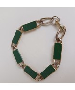 Vintage Chain Link Green Enamel Bracelet 6.5&quot; - $123.02 MXN