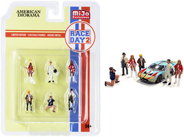 Race Day 2 6 piece Diecast Figurine Set for 1/64 Scale Models American Diorama - £18.01 GBP