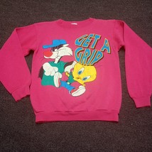 Vintage Looney Tunes Tweety Sylvester Sweater Youth Small S/M Pink Pullover Y2K - £22.11 GBP