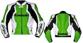 Kawasaki GREEN/WHITE Ninja Motorcycle Motorbike Cowhide Leather Racing Ce Rated - £137.99 GBP