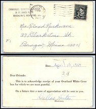 1967 US Postal Card - Emmanuel Christian Center, Brooklyn, NY to Bangor, ME J8  - £2.32 GBP