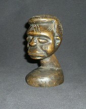 African Carved Wood Head 4 1/4&quot; - £17.34 GBP