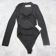 SheinX Shirt Women Large Black Casual Long Sleeve Bodysuit Sweetheart On... - £20.10 GBP