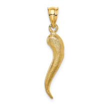 14K Brushed 3D Italian Horn Pendant D4570 - $300.08