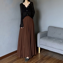 BLUE Floor Length Chiffon Skirt Outfit Summer Beach Chiffon Maxi Skirt Plus Size image 6