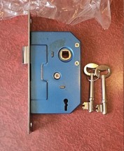 New Mortise Lockset 5-1/8&quot; Face Plate w/keys Bright Chrome Finish Very Nice - $39.59