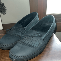 VTG Dexter USA Navy Blue T417 Leather Slip On Tassel Comfort Loafers Womens 11 - £12.28 GBP